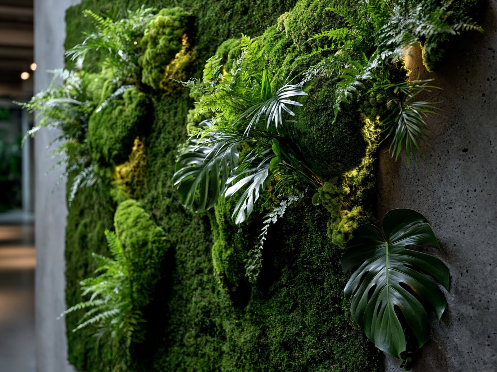 Przestrzenna zielona ściana Forest 3D z mchu stabilizowanego