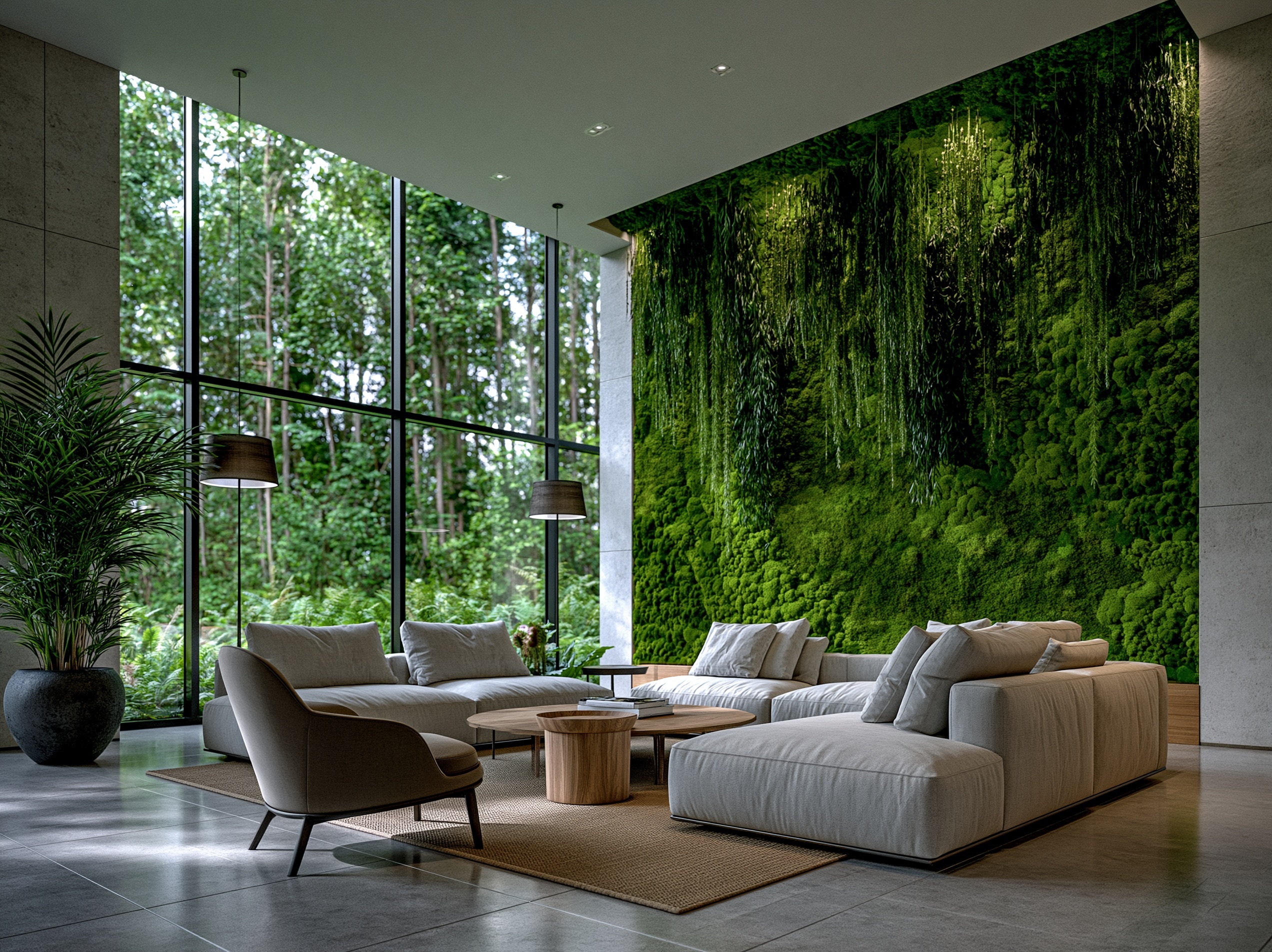 Krakow 1 A green installation made of moss and stabilized plants in a representative interior