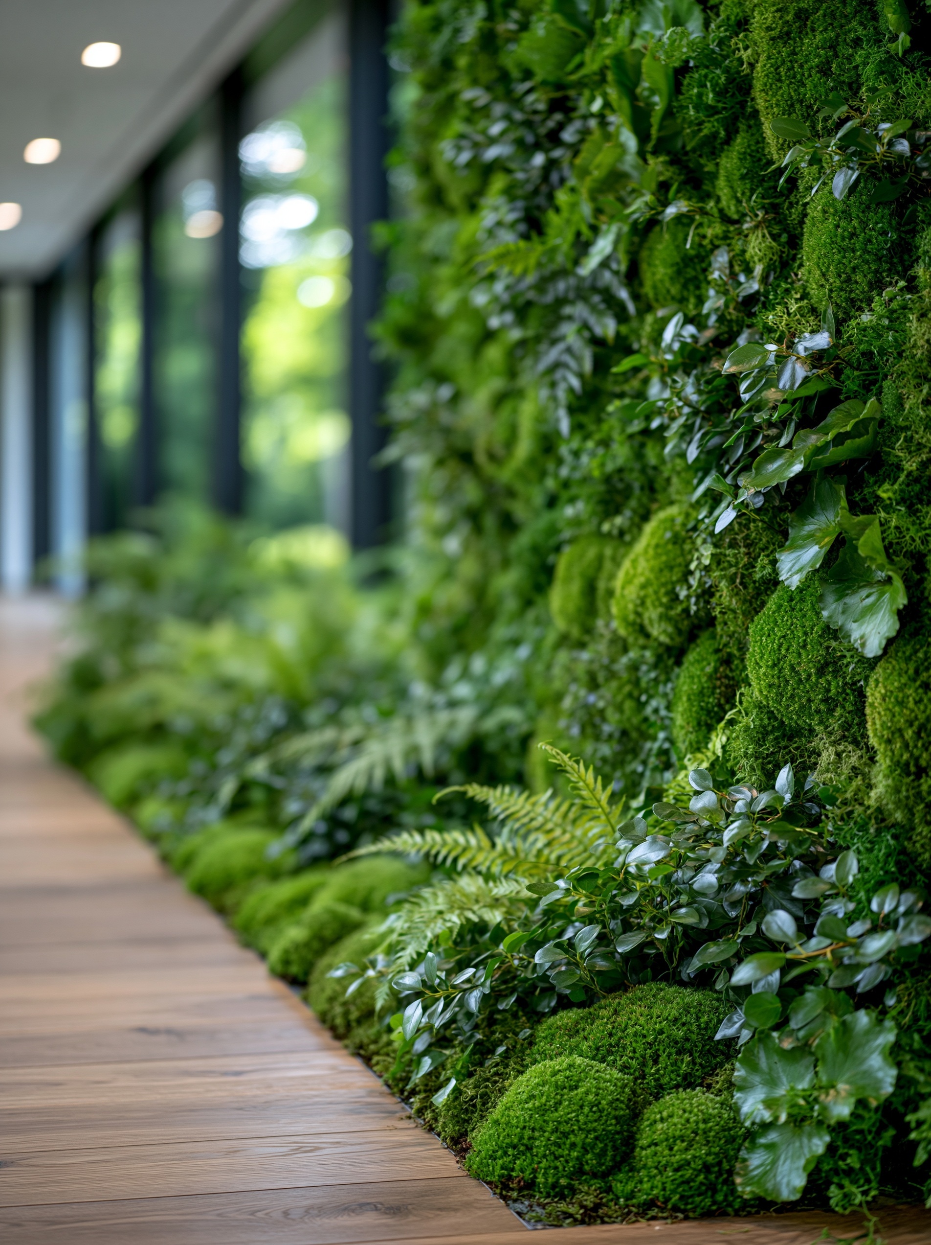 A three-dimensional composition of moss and stabilized plants, made to measure
